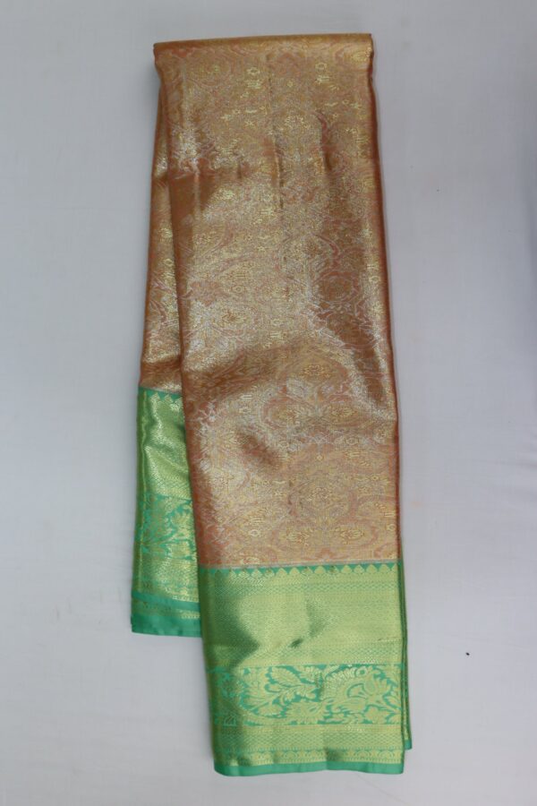 Stunning Peach Kanjipuram Saree