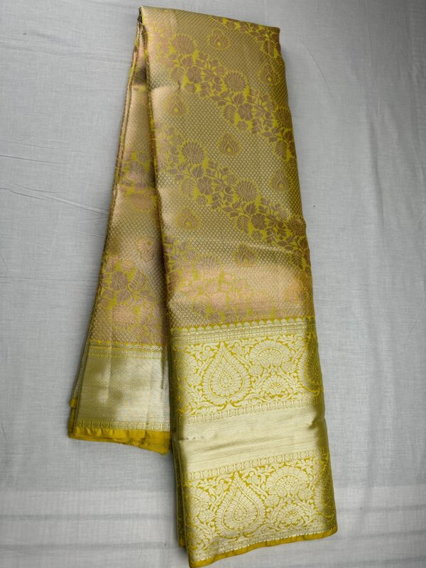 Classy Mustard Yellow Kanjipuram Silk Saree